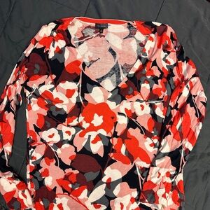 The Limited Red and Pink Floral Knit Top